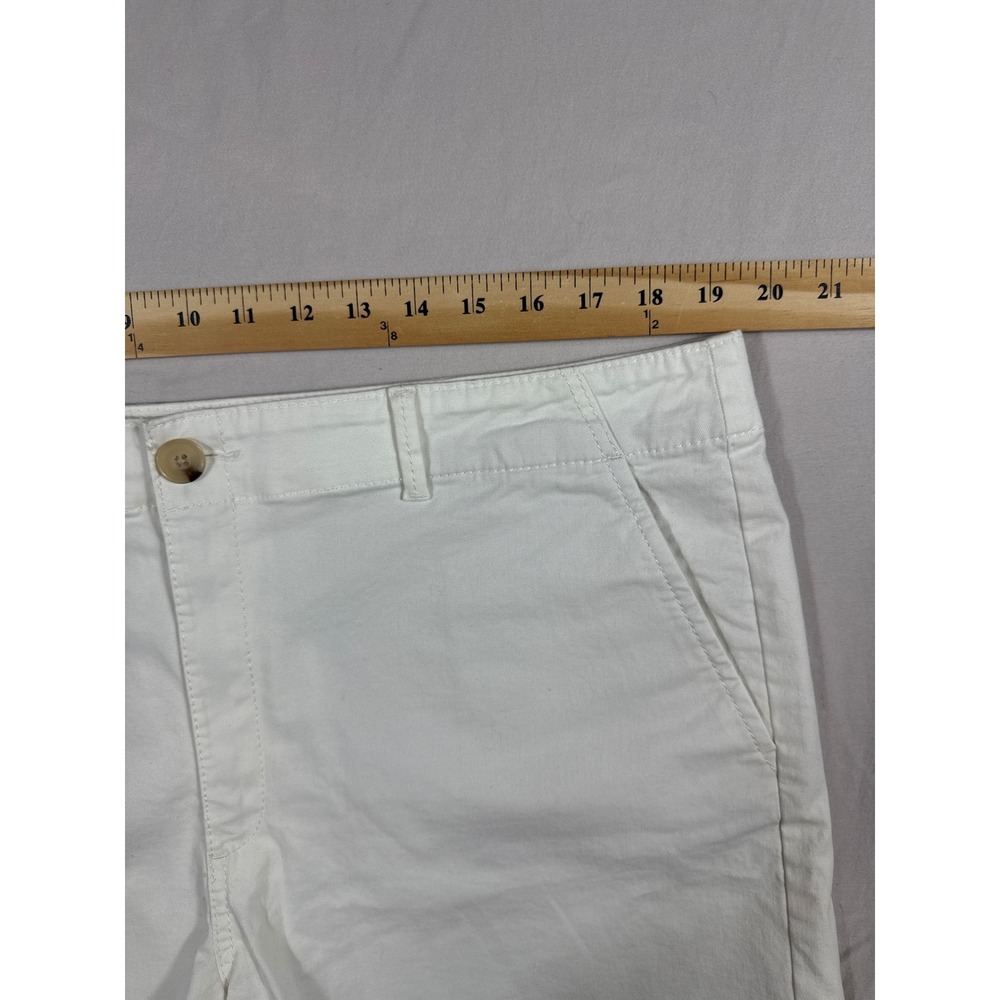 LOFT Women White The Washed Twill Shorts Size 16 Mid Rise Stretch Cotton Casual - Picture 4 of 6